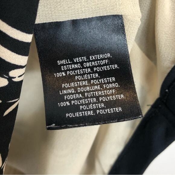 Anthropologie postage stamp dragonfly black and beige printed sonata dress - Picture 6 of 7